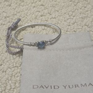 David Yurman Sterling Cable Bracelet with Blue Topaz Accent